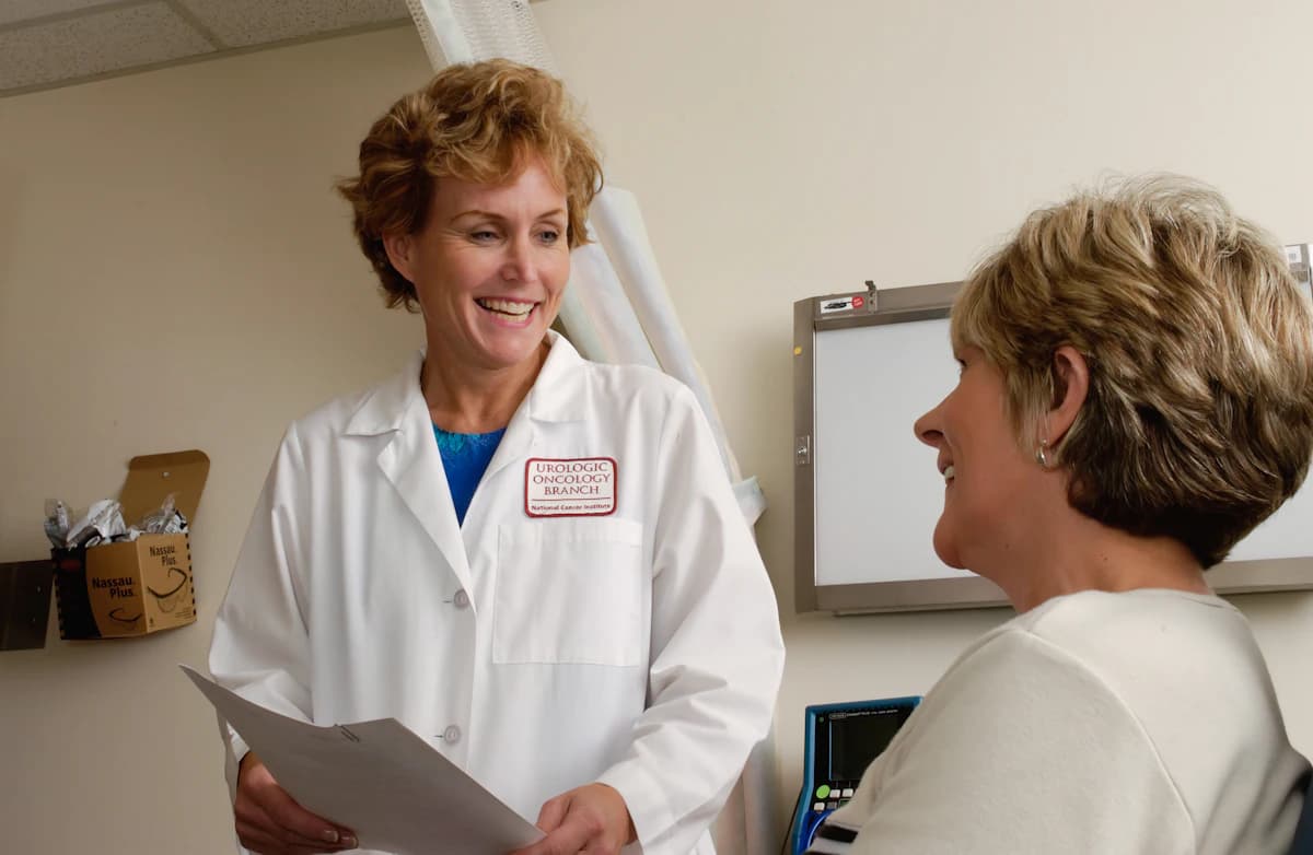 Primary care physician talking with a patient