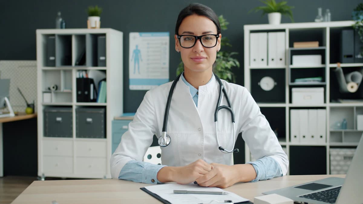 Provider at her desk completing enrollment paperwork